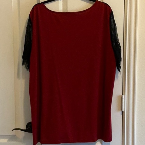 BloomChic Red and Black Lace Blouse - Picture 3 of 4